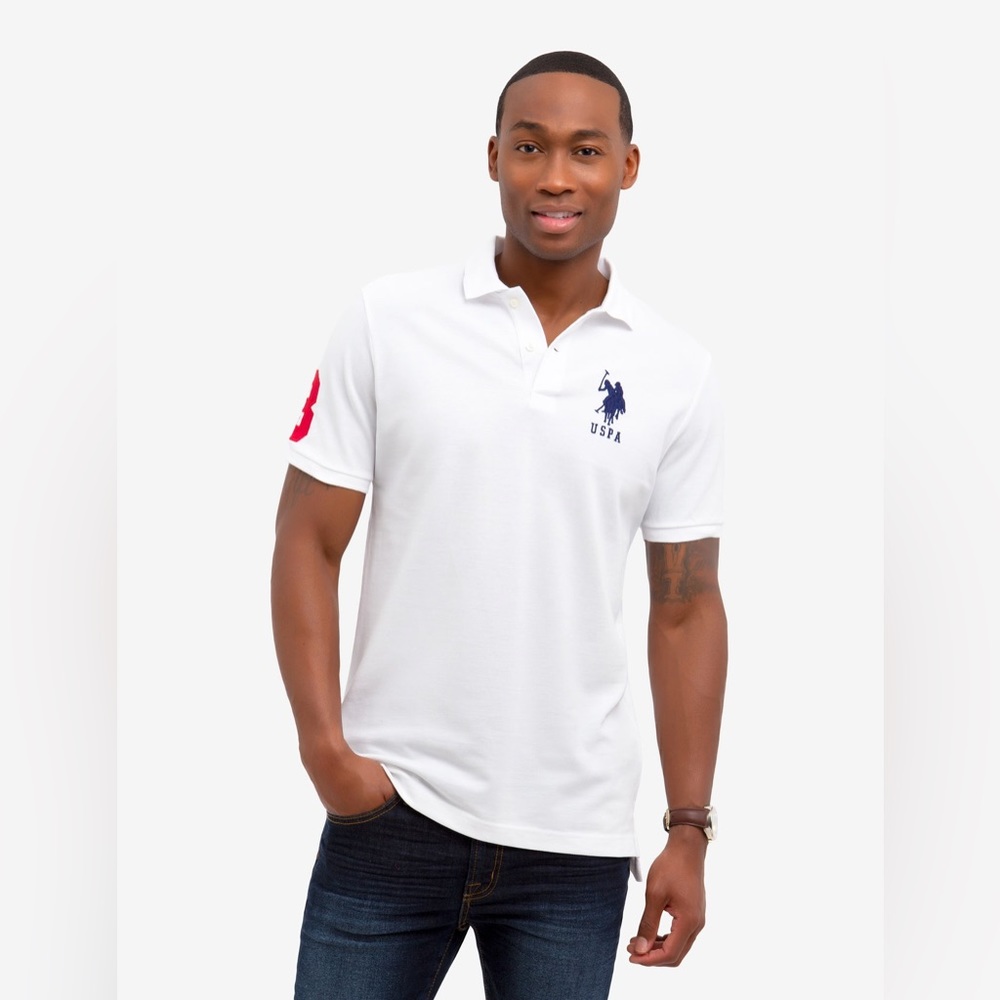 U.S. Polo Assn. Big Pony Pique Mens Regular Fit Short Sleeve Polo Shirt - Large